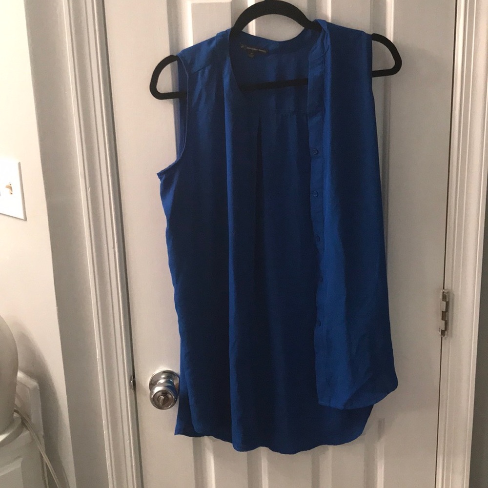 Adrianna Patel royal blue button up tank blouse